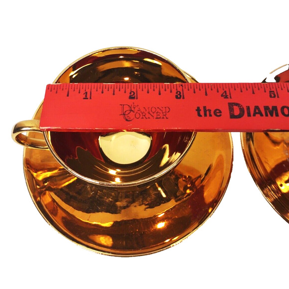 Antique Geo. H. Bowman & Son Gold Tea Cups Set Of 2 1920-40's Eggshell USA - Picture 5 of 10